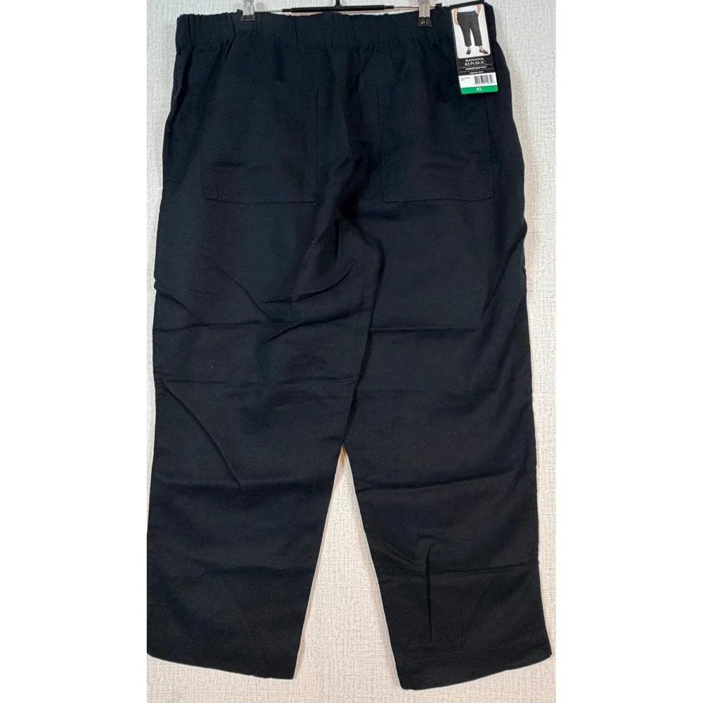 NWT Banana Republic Women XL Black Tapered Crop Pant Linen Lyocell Blend Coastal